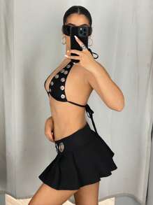 SHEIN ICON Trang phục hai mảnh dành cho phụ nữ mặc hàng ngày - màu đen - Xem 4