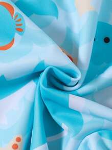 男童连体蓝鲨印花连体衣，户外沙滩游泳男童两件套泳衣套装，男童3-7岁沙滩装，男童儿童沙滩装 - 藍色 - 查看 6