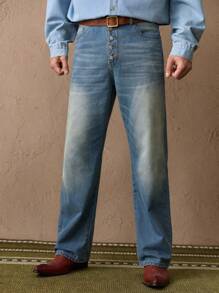 Manfinity NXTstreet Vintage Loose Fit Men's Denim Jeans, Fashionable Summer Pants - Blue - View 5