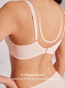 LUVLETTE Woman Full Coverage Lingerie Lounge Curve Support & Breathable Underwire Sexy Unlined Minimizer Lace Elegance Bra Bridal Intimates - Baby Pink - View 5