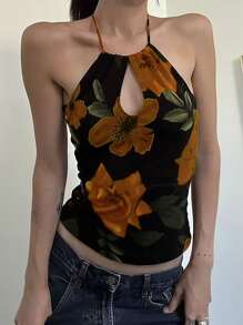 SHEIN EZwear 女士无袖露背简约时尚背心，适合夏季