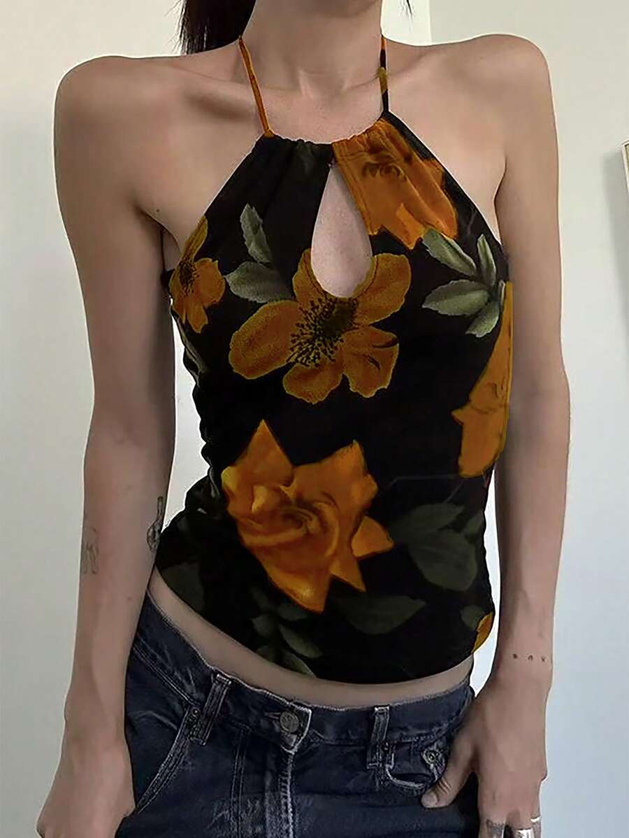 SHEIN EZwear 女士无袖露背简约时尚背心，适合夏季