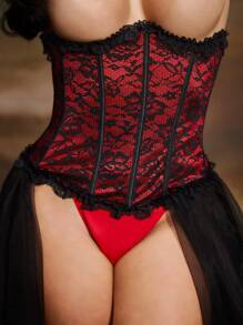 SHEIN 1 Pc Women's Fashion Lace Waist Belt, Suitable For Daily Wear - Black - View 2