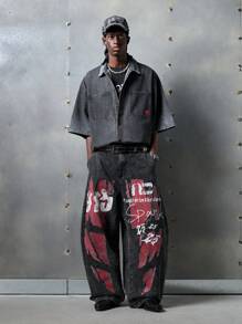 Quần Jeans Denim Dệt Phong Cách Đường Phố Cho Nam, Thời Trang Đường Phố - màu đen - Xem 7