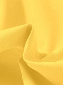 SHEIN Tween Girls Solid Lapel Neck Button Down Short Sleeve Top And Wide Leg Pants Casual 2 Pieces Set - Yellow - View 4