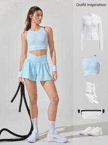 GLOWMODE Crossover 飘逸内置短裤二合一速干短裤低冲击透气骑行跑步健身房锻炼夏季