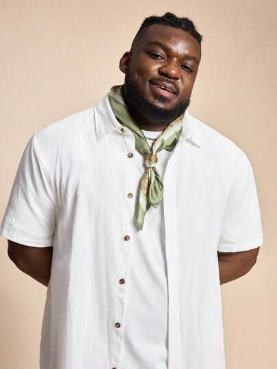 EASEVO Große Größen Lässiges Kurzarm Weißes Hemd aus Gewebe