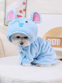 PETSIN 1pc Pet Absorbent Towel, Soft Thick Quick Dry Elephant Hooded Bathrobe, Adjustable Strap For Dog Bathing & Grooming