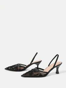 CUCCOO HITCHD Sandale de petrecere cu toc înalt, la modă, negre, florale, elegante