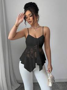 Elenzga Women's Solid Color Camisole, Fashion & Suitable For Summer - Black - View 3