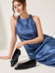 CUCCOO CHICEST Black Floral Fashionable Pointed Toe Kitten Heel Pumps For Women