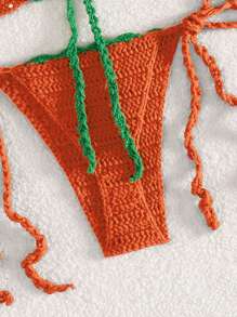 Swim Mod Women's Strawberry Crocheted Shawl, Fashion For Summer - Orange - View 4