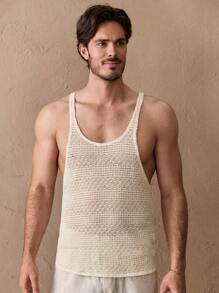 HIMLAND 男士针织嵌花宽松休闲无袖上衣，时尚透气，适合夏季穿着