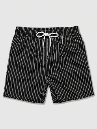 Prep Shorts décontractés à imprimé rayé avec cordon de serrage, convient pour l'été
