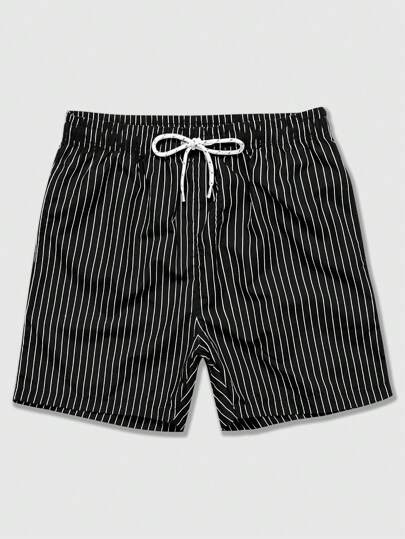 Prep Herren Lässig gestreifte Shorts mit Kordelzug, geeignet für den Sommer