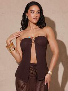 Silquee Damen gestrickter Pullover in Unifarbe, für den Sommer