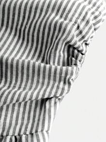 SHEIN Nova Glow Tween Girls Casual Chic Woven Striped Bandeau Jumpsuit, For Everyday Wear - Black - View 4