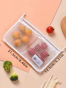 1 pieza/2 piezas/3 piezas Bolsa de malla de almacenamiento colgante de doble capa para refrigerador, bolsas de almacenamiento lavables para refrigerador, bolsillo colgante de almacenamiento multipropósito para el lateral del refrigerador adecuado para almacenar paquetes de salsa, condimentos, ketchup, etc. (azul y blanco)