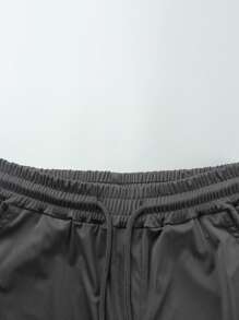 Manfinity Homme Dark Grey Men's Drawstring Waist Skinny Jogger Pants,Solid Color Casual & Stylish Cargo Men Clothes,Autumn Streetwear Gym Joggers For Men - Dark Grey - View 6