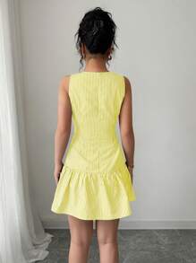 Elenzga Striped Crew Neck Sleeveless Casual Dress For Women - Multicolor - View 2