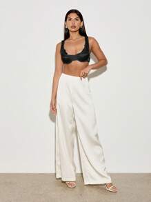 AiiRZ Áo Bralette Satin Đệm Crop Bustier Có Viền Ren Tinh Tế Cho Tiệc Tối Cô Dâu Đồ Lót Không Tay Phong Cách Lễ Hội Mùa Hè Thời Trang - màu đen - Xem 7