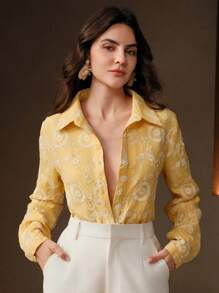 Anewsta 女式重工刺绣复古风格百搭衬衫，适合春夏流浪汉、海滩