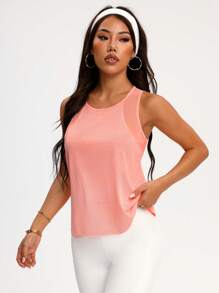 Easithlete Solid Color Sleeveless Sports Tank Top, Fashionable For Summer - Orange - View 4