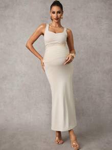 MaterniChic 优雅孕妇装两件套 孕妇装两件套 - 卡其色 - 查看 4