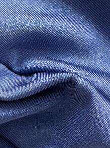 Swim Mod Springbreak Women's Solid Color Strapless Tie Front Metal Decor Sexy Bikini Set, Summer - Navy Blue - View 6