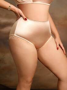 PinupGlam Große Größen Satin Spitzen Höschen, bequem und dehnbar