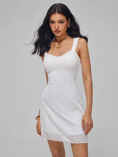 Roylia Vestido mini de longitud regular para mujer, estilo primavera/verano, con cuello transformable ancho, escote pronunciado, tirantes anchos, cintura ceñida, bajo acampanado, en tela de felpa sintética texturizada con patrón de lunares y rombos en unicolor, adecuado para banquetes, galas, bodas, vacaciones, fiestas, elegante, sexy, lujoso, romántico, minimalista, de uso diario.