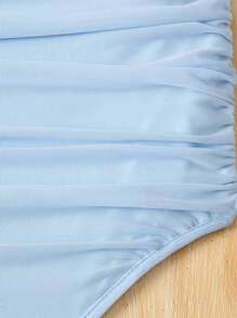 Tween Girls Cute Summer Sweetheart Collar Solid Ruched Wide Strap Top