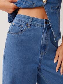 WESTFADE Spring High Rise Country Western 91% Cotton Denim Wide Leg Jeans Cowgirl Nashville Rodeo Summer Beach Vacation - Medium Wash - View 3