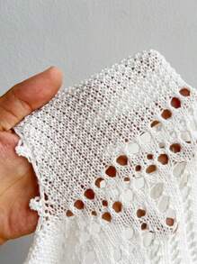 TRNVIE 女士露背镂空性感针织短款上衣 - 白色 - 查看 8