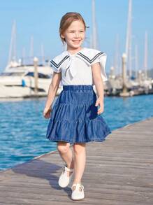 Joliand Joliand Young Girl Casual Loose Fit Denim Skirt
