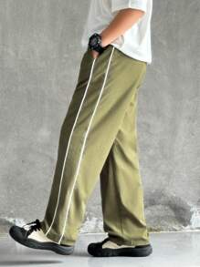 SHEIN Leap Crew 2pcs Tween Boy Clothing Set: Casual Sports Chic Minimalist Practical Soft Comfortable Straight Pants With Decorative Draw Cords And Waist Cords, Suitable For Daily Wear, School, Outings, Sports, All Seasons - Multicolor - View 4