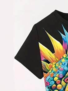 4pcs/Set Boys Casual Minimalist Pattern Short Sleeve Round Neck T-Shirts, Suitable For Summer - Multicolor - View 3