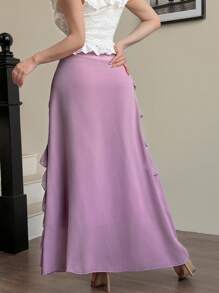 Modelyn Purple Ruched Multi-Layered Ruched Skirt - Purple - View 6