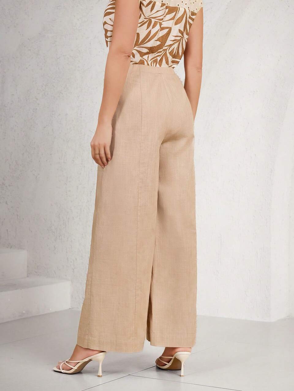 Women's Solid Color Pocketed Wide Leg Loose Casual Pants, Versatile & Elegant For Summer