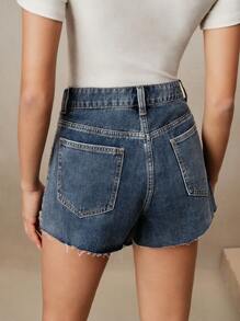Anewsta Fashionable Sparkle Embellished Denim High-Waisted Shorts - Blue - View 2