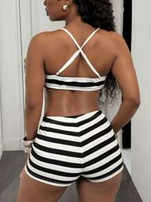 Slaydiva Women Two Pieces Outfits For Daily Wear - Black and White - View 3