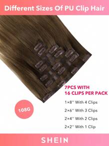 Seamless Clip Ins 7PCS Seamless PU Clip In Human Hair Extensions 100% Real Human Hair 14-22 Inch Balayage Ombre Blonde Color Skin Weft Remy Hair Extensions 110G With Clip Halloween Costumes - S3/8/613 - View 9