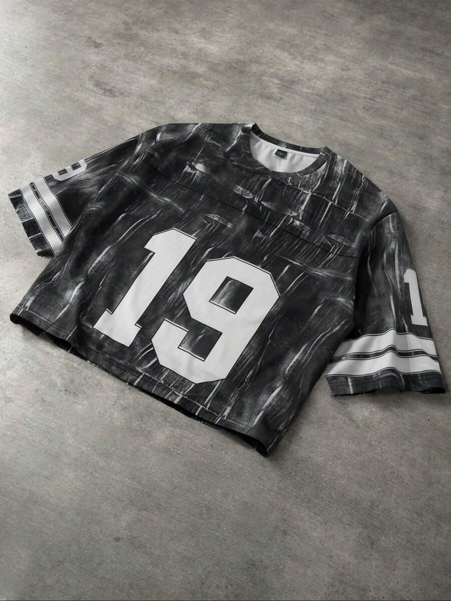 PAVTROS Manfinity Streetrush Sporty Print All-Over Short Sleeve Casual T-Shirt For Men - Multicolor - View 1