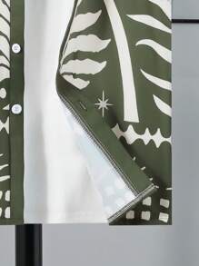 Camisa de manga corta con botones y estampado geométrico para niño adolescente