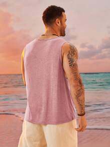 EASEVO Camiseta de tirantes de punto con cuello redondo y estampado de letras holgada, adecuada para verano, tallas grandes para hombre