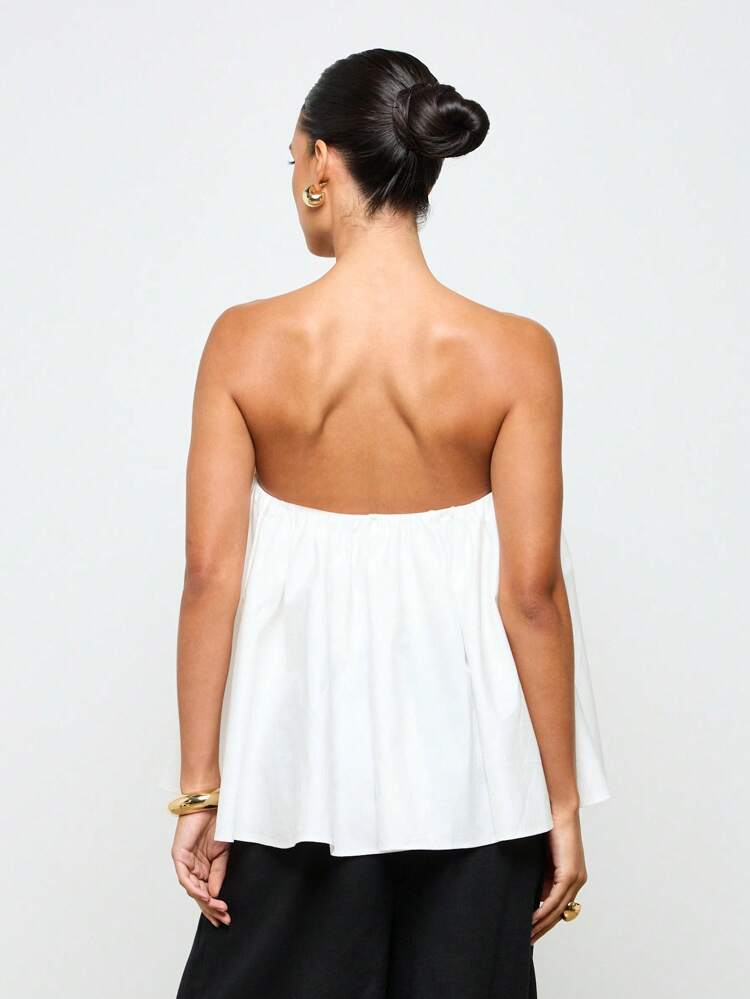 Volume Flared Strapless Bandeau Top