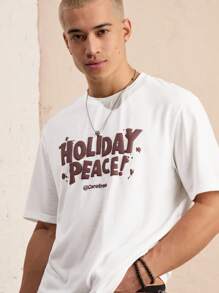 Manfinity VCAY Set de 2 piezas con camiseta de manga corta de cuello redondo de corte holgado estampada y pantalones cortos con cintura elástica para hombre