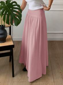Serisse Women Solid Color Fashion Pink Skirt, Suitable For Summer Winter Casual - Coral Pink - View 3
