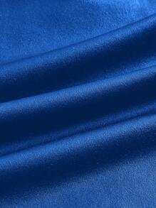 SHEIN ICON Plus Size Women Solid Color Zipper Front Fitted Bib Strap - Royal Blue - View 4