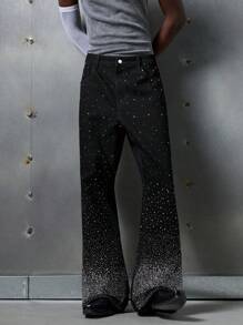 NEON BLANC 男士时尚梭织牛仔长裤，街头休闲装 - 黑色 - 查看 3